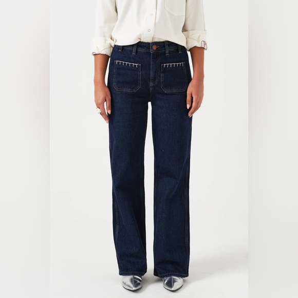 Anthropologie Denim - Anthropologie Seventy + Mochi‎ Mabel Wide Leg Jean Patch Pocket Dark VTG Size 27